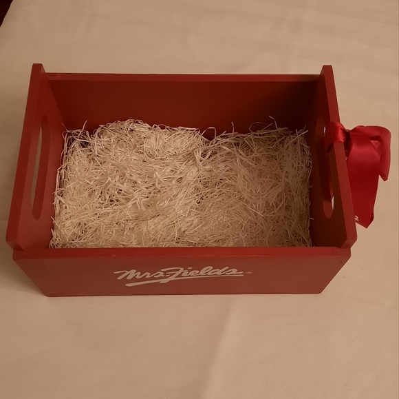 Mrs. Fields Red Wood Cookie Storage Crate with Handles - Picture 2 of 6